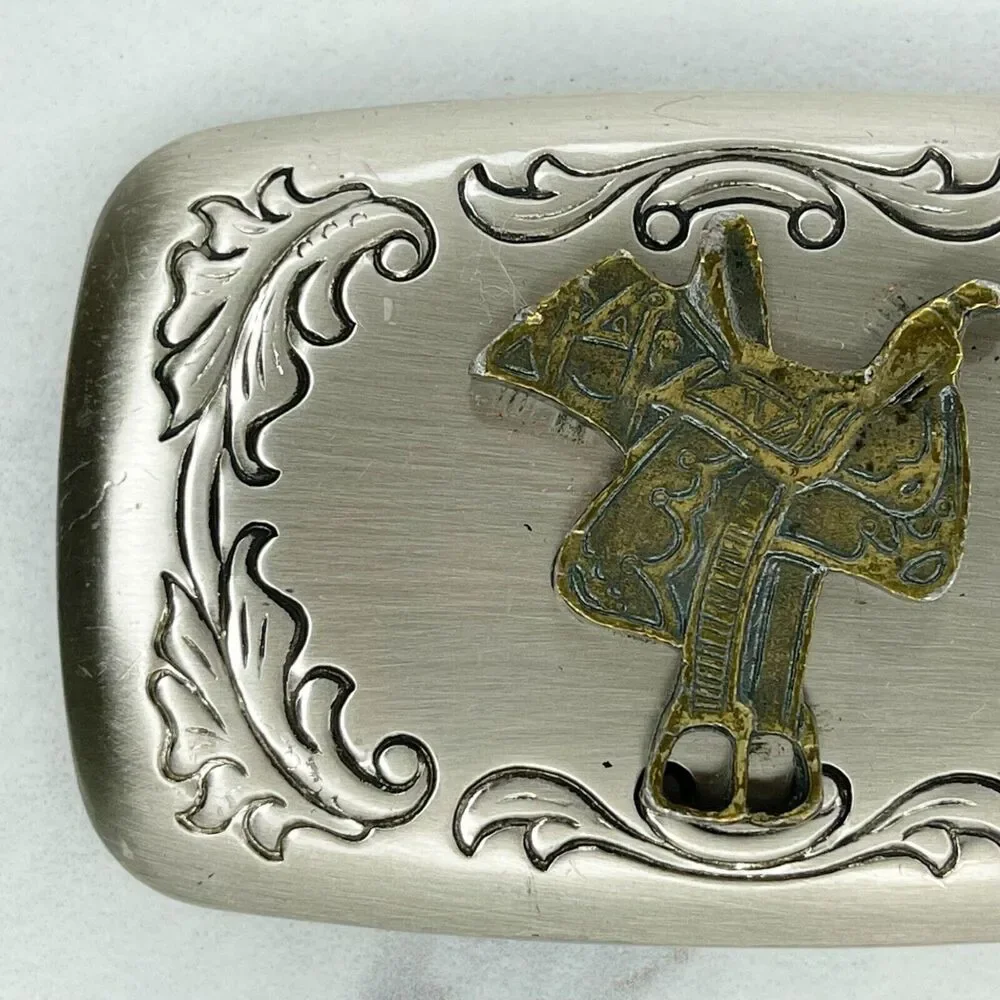 Vintage Leaves Leaf Saddle Western Belt Buckle Made in USA ✨